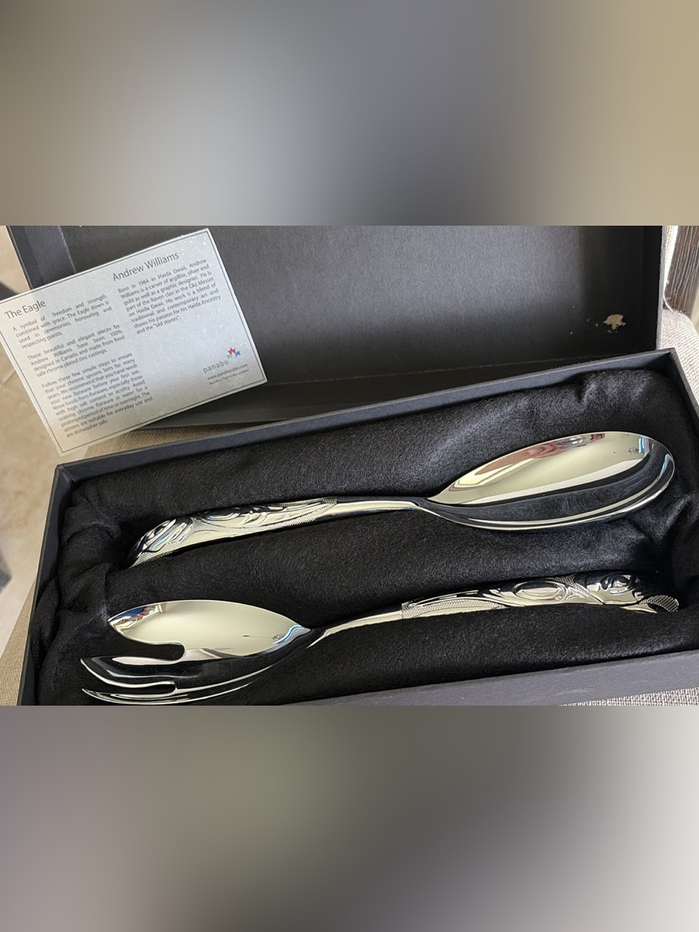 Panabo The Eagle - Elegant Silver Serving Spoons - Floral Pattern (2pc)
